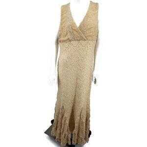 NWOT Design Todays Dress Womens Large Gold Metallic Maxi Sleeveless